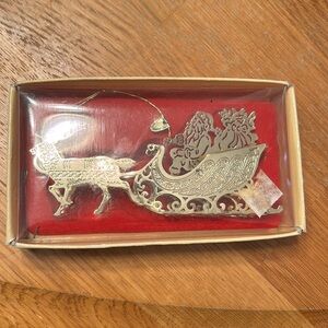 Holiday Brass Treasures RUSS Made in Taiwan Santa Sleigh & Sled Ornament
